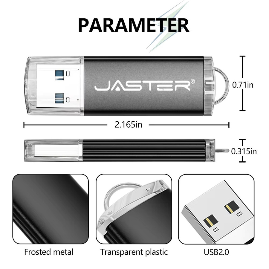 JASTER USB-Stick in Schlüsselform aus Metall, Schwarz, USB-Flash-Laufwerk - Bild 2