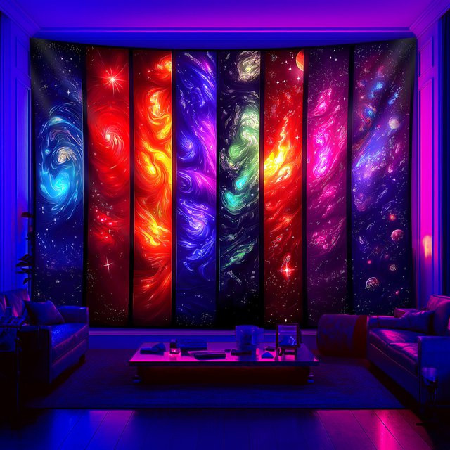 VIKAMA Sternenhimmel Wandteppich mit Galaxie-Motiv in Multicolour, abstrakte Wanddekoration für Wohnzimmer und Sofa, B/H: 60 x 40 cm - Bild 1
