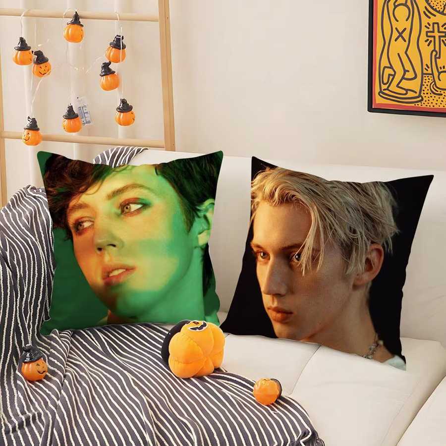 Singer T-Troye S-Sivan Kissenbezug aus Plüsch mit grafischem Weihnachtsmuster, Schwarz und Grün, B/T/H: 30 x 30 x 0 cm - Bild 5