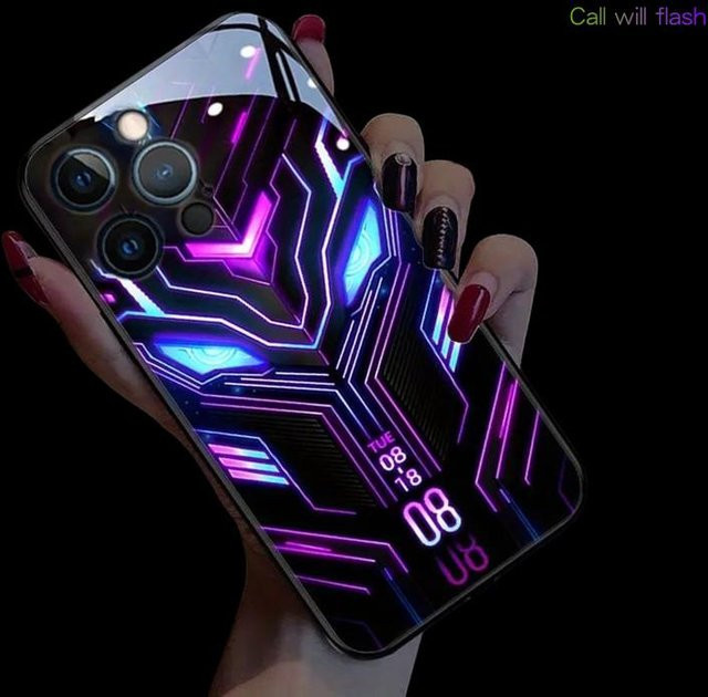 Geometrische LED-Leuchte Handyhülle für Samsung Galaxy S23 S22 S21 S20 FE Note 10 20 Plus Ultra A54 A53 A52 in Multicolour mit Sprachsteuerung - Bild 1