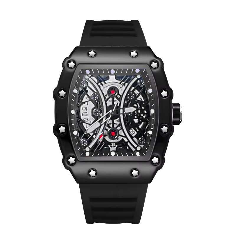 STARPERISH Armbanduhr Tonneau, Quarz, Silikon, Schwarz, Gold, Herren - Bild 3
