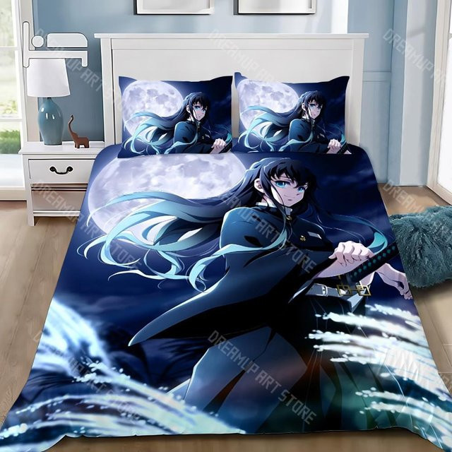 Bettwäscheset Demon Slayer Muichiro Tokito mit Bettbezug und Kissenbezug, Blau, B/T/H: 90 x 200 cm, von Allbestart - Bild 1