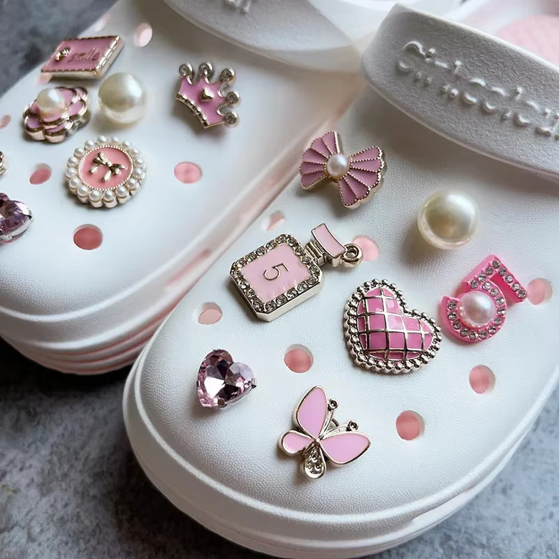 Schuh Charms Set, Rosa, Diamant, Perle, Strass, Mädchen - Bild 3