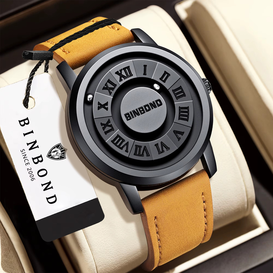BINBOND Armbanduhr Quarz, Leder, Schwarz, Herren - Bild 2