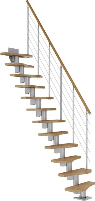 Dolle Mittelholmtreppe Basel Eiche Perlgrau variabel bis 299 cm Breite: 64 cm - Bild 1