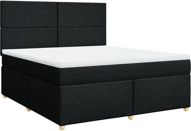vidaXL Boxspringbett mit Matratze Schwarz, Hybridbett mit USB-Ladeport und Unterbettbeleuchtung, B/T: 180 x 200 cm - Bild 1
