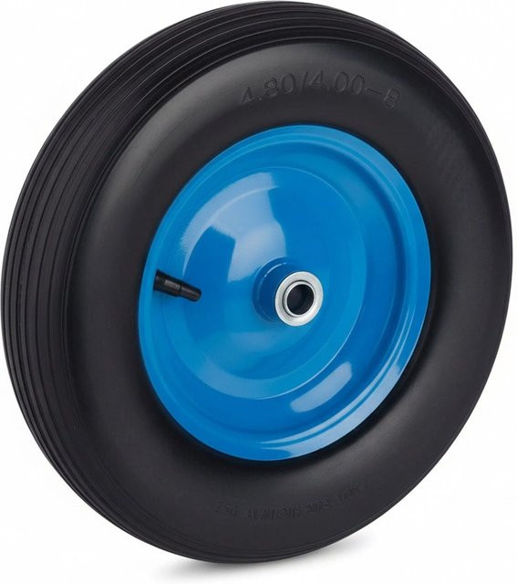 Relaxdays Schubkarrenrad in Blau, pannensicher aus PU und Stahl mit Kugellager, Durchmesser: 38,5 cm - Bild 1