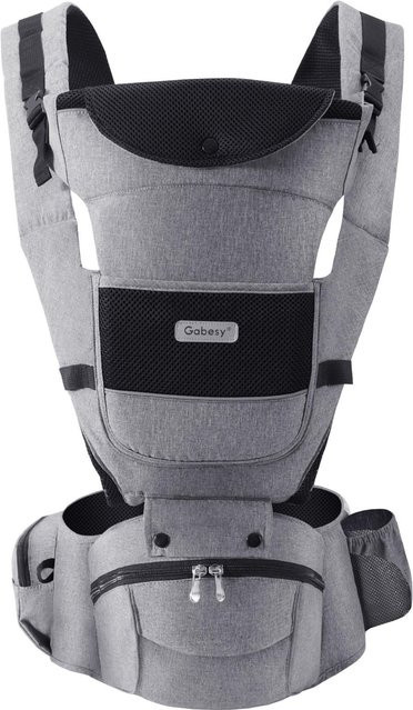 Neoglint 13-in-1 Ergonomische Babytrage für Neugeborene bis Kleinkinder, Grau - Bild 1