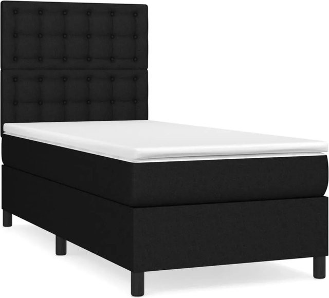 vidaXL Boxspringbett Hybrid mit Matratze und Taschenfederkern, Schwarz, B: 80 cm, T: 200 cm, H: 203 cm - Bild 1