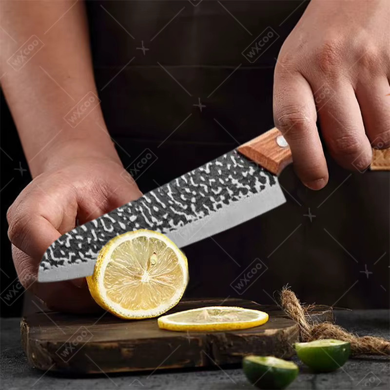 WXCOO Handgeschmiedetes Metzgermesser aus Edelstahl in Silber mit Holzgriff - Bild 2