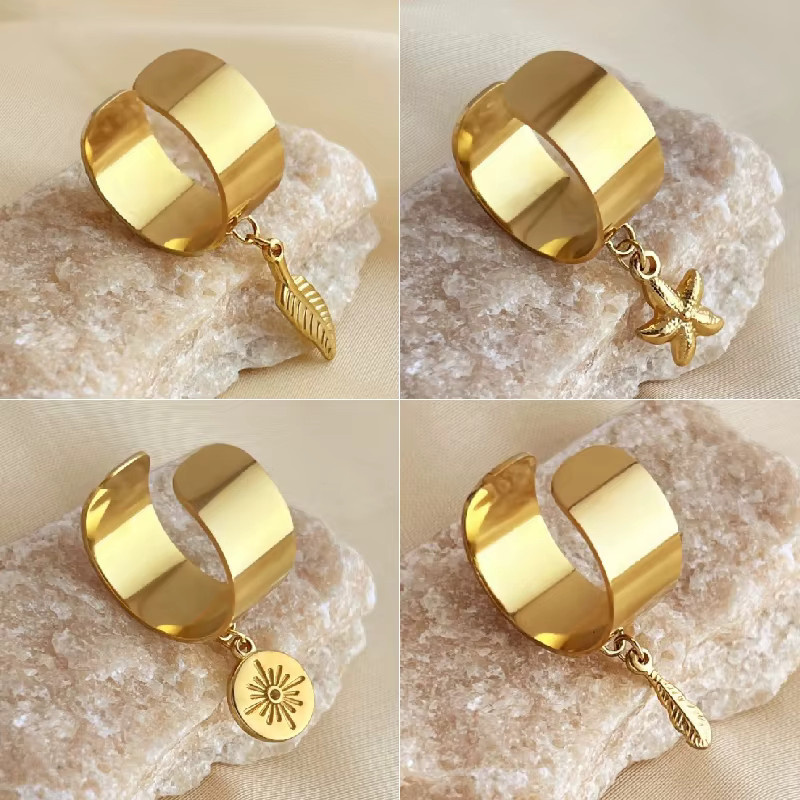 Rinhoo Ring Edelstahl, Gold, Unisex, Offen - Bild 1