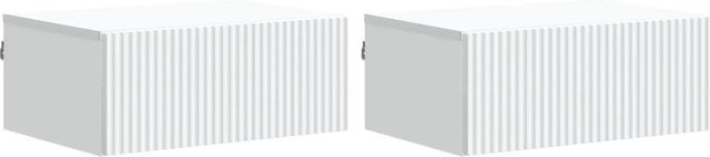 vidaXL Wandmontierter Nachttisch im Vintage-Stil, 2er-Set, Weiß, B/T/H: 49 x 34,5 x 20 cm - Bild 1