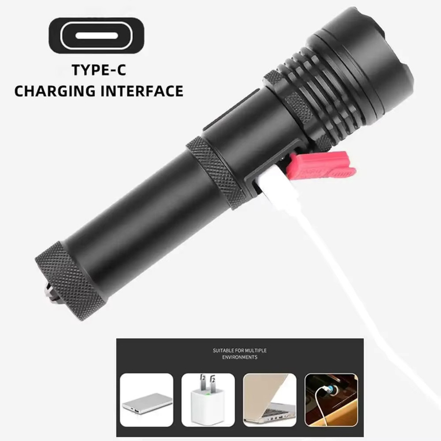 Alonefire USB wiederaufladbare Taschenlampe mit Hochleistungs-Zoom in Schwarz - Bild 5