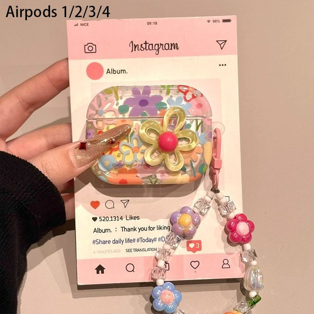 Schutzhülle mit Sommer-Blumen-Design für Apple AirPods 1 2 3 4 und Pro 2, kabelloses Bluetooth-Headset Etui aus TPU, mehrfarbig - Bild 1