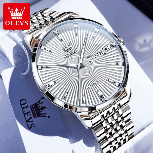 OLEVS Armbanduhr Automatik, Edelstahl, Silber, Herren - Bild 1