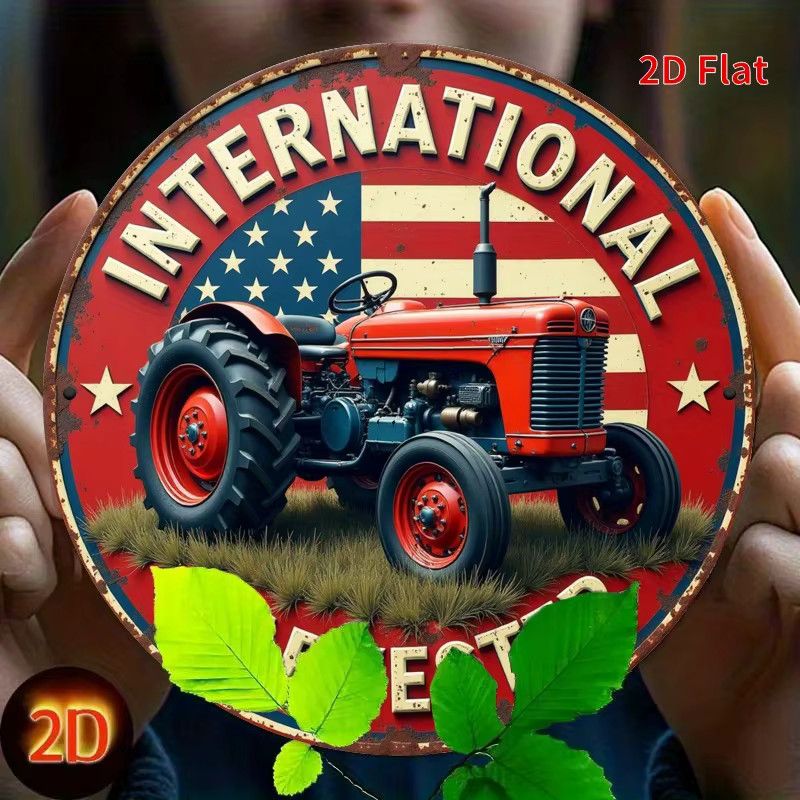 Rundes Vintage-Eisenschild Potdemiel mit Harvester-Traktor-Logo als Wanddekoration, Durchmesser: 20 cm, Multicolor - Bild 3