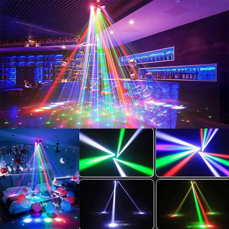 KYAAO Mini Sechsarmiger DJ Disco-Lichteffekt 80W RGBW Laser Stroboskop-Projektor, Multicolor, Soundgesteuert und DMX512 für Party und Club - Bild 5