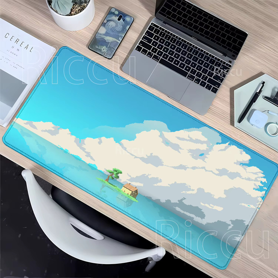 Riccu Pixel-Mauspad mit Ländlicher Cottage-Landschaft und Sonnenuntergang in Multicolour - Bild 2