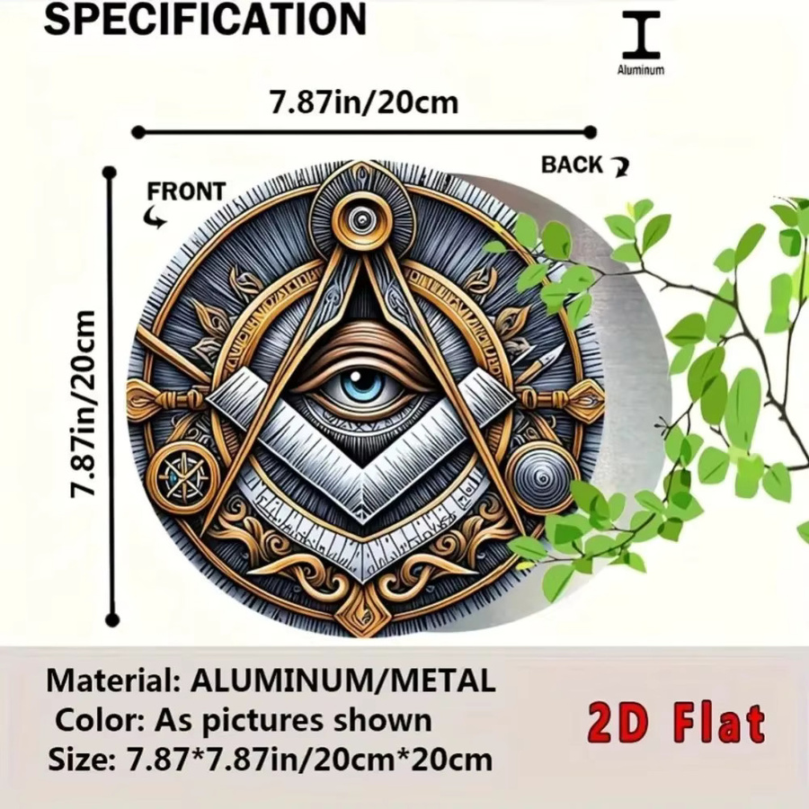 CIFBUY Eye of Providence Vintage-Wandkunst aus Aluminium, rundes Metallschild in Multicolour, Durchmesser: 20 cm - Bild 2