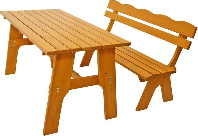 DEGAMO Garnitur FREITAL 2-teilig aus massiver Kiefer in Braun und Beige, Breite: 150 cm - Bild 1