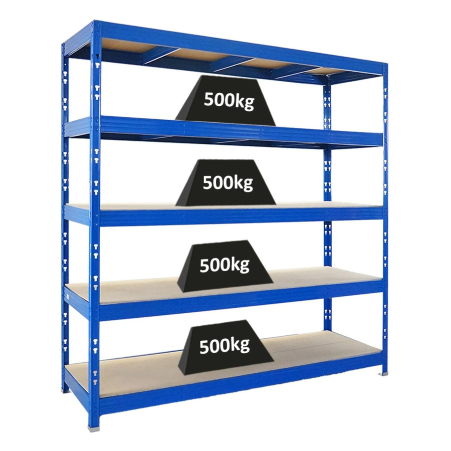 PROREGAL Profi Schwerlastregal Rhino mit 5 Spanplatten-Ebenen, Blau, H x B x T: 200 x 200 x 60 cm - Bild 2