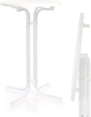 Toboli Klappbarer Bistrotisch Weiß Rund Durchmesser: 80 cm, Höhe: 110 cm