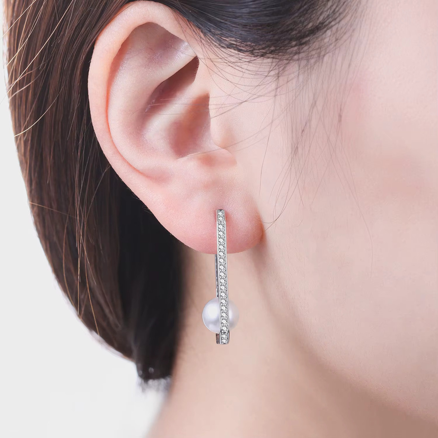 CYCUFF Creolen, 925 Silber, Perle, Damen - Bild 3