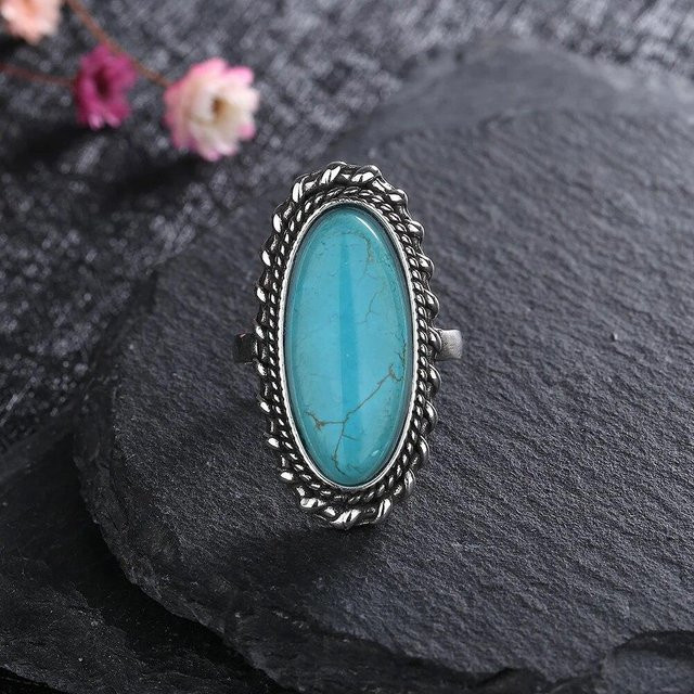 Nasiya Ring, Silber, Türkis, Vintage, Damen - Bild 1