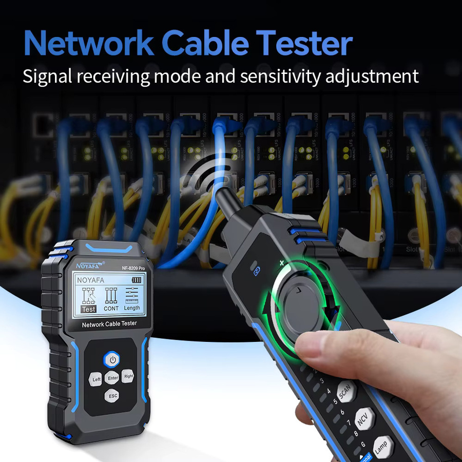 NOYAFA NF-8209Pro Netzwerkkabeltester mit Kabeltracker für Cat5 Cat6 PoE und Längendurchgangsprüfung sowie NCV in Schwarz - Bild 5