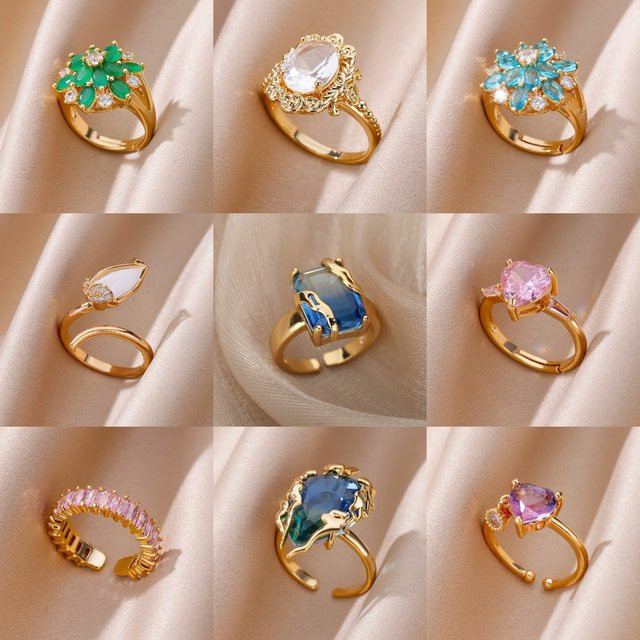 HPTOTMG Ring, Gold, Bunt, Zirkonia, Unisex - Bild 1