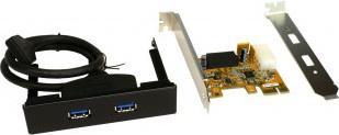 Exsys EX-11099-2 USB-Adapter PCIe auf USB 3.0 für 3,5 Zoll Front-Einbau, Schwarz - Bild 1