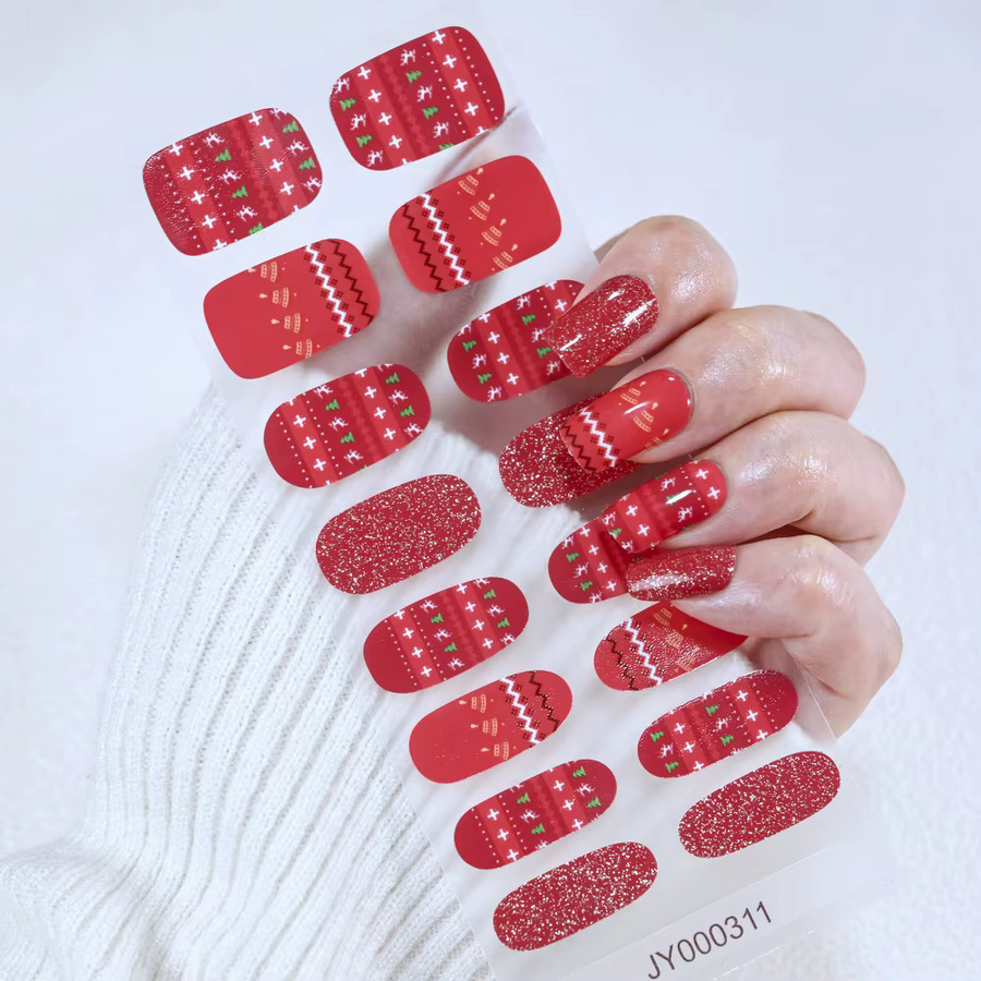 HotPress Nagelaufkleber, Rot, Glänzend, 12 Stück - Bild 1