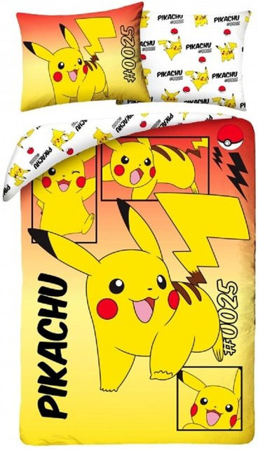 Pokémon Bettwäsche Set aus atmungsaktiver Baumwolle in Multicolour, bestehend aus Bettbezug und Kissenbezug, B/H: 140 x 200 cm - Bild 1
