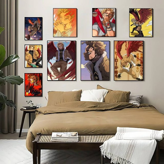 Wasserfestes Anime My Hero Academia Hawks Cartoon-Poster als klebriger Papieraufkleber für deine Heimdekoration, Mehrfarbig - Bild 1