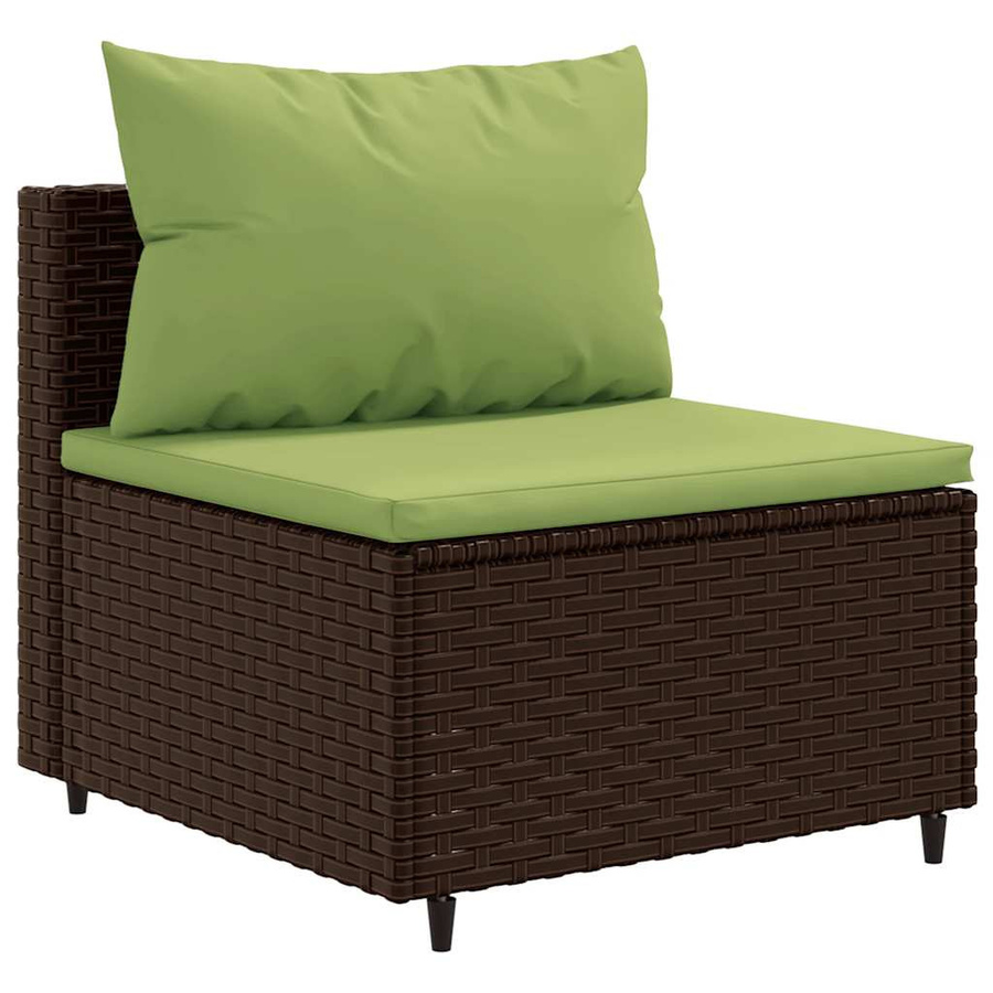 vidaXL 7-tlg. Garten-Lounge-Set in L-Form aus PE-Rattan mit Kissen, Braun und Grün - Bild 5