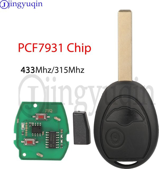 Jingyuqin 2-Tasten-Fernbedienung Autoschlüssel mit PCF7931 Chip für BMW Mini Cooper S R50 R53 2002-2005, Schwarz, 315/433 MHz - Bild 1