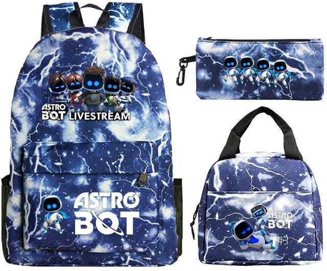 3-teiliges Schulrucksack-Set in Blau aus Oxford-Stoff mit Schultasche, Schultergurt und Federmäppchen - Bild 1