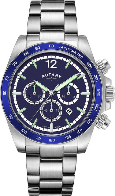 Rotary Chronograph, Quarz, Edelstahl, Blau, 41 mm, Herren - Bild 1