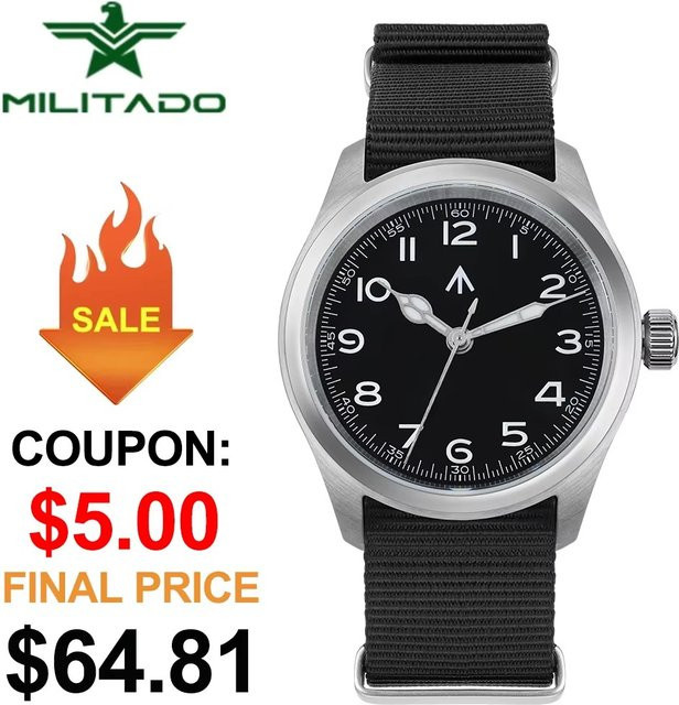 Militado Armbanduhr, Quarz, Edelstahl, Saphirglas, 38 mm, Unisex - Bild 1
