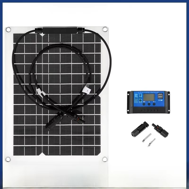 Luxuglow Flexibles Solarpanel 12V mit Dual USB und 10-100A Controller in Schwarz für Auto, Yacht und RV - Bild 3