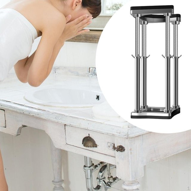 Verstellbare Untertischhalterung für Waschbecken von Crafttradeonline aus Edelstahl in Silber, Höhe: 56 cm bis 66 cm - Bild 1