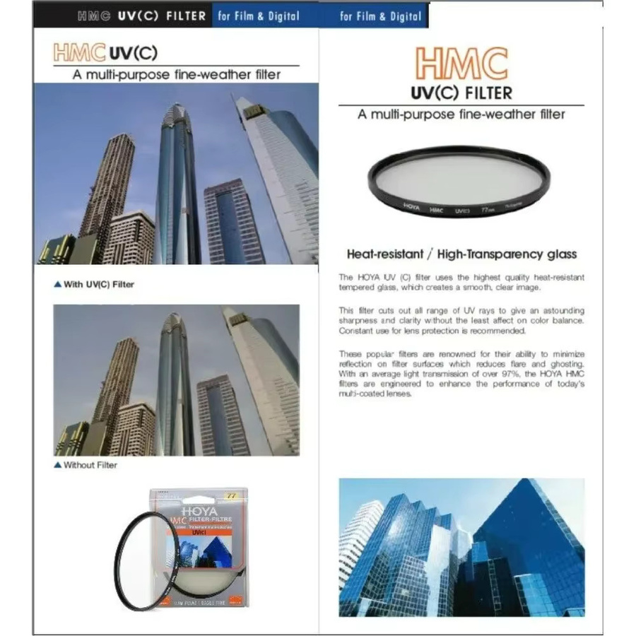 HOYA HMC UV(c) Slim Filter Schwarz Digital Multi Coated Anti-Glare Blaulichtfilter - Bild 4