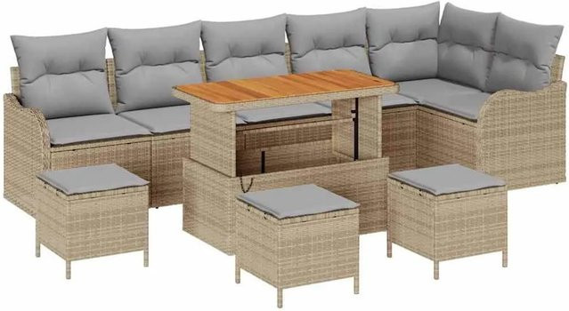 vidaXL Garten-Sofa-Set mit 10 Teilen in Beige und Hellgrau - Bild 1