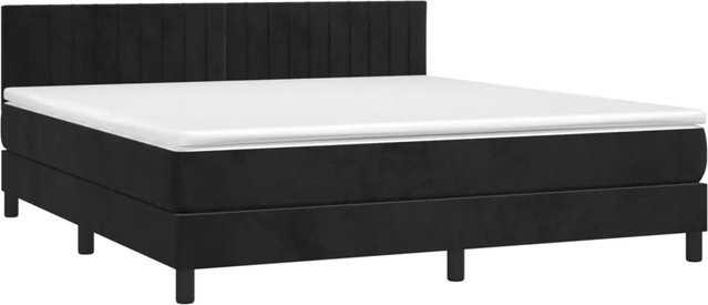 vidaXL Boxspringbett mit Matratze in Schwarz, Samt, mit LED-Unterbettbeleuchtung und USB-Ladeport, Hybrid-Konstruktion mit Taschenfederkern, B/T/H: 180 x 203 x 78 cm - Bild 1