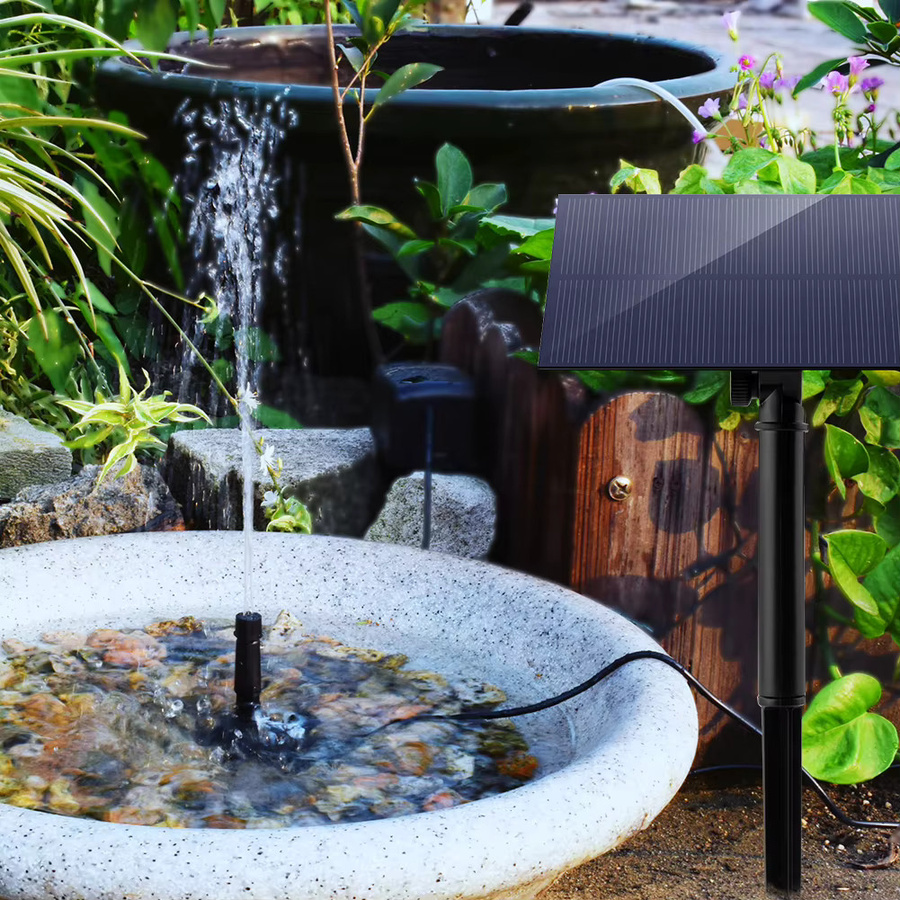 Solarbetriebene Wasserpumpe für Gartendekoration und Fischbecken mit Solarpanel und Pfahl, Schwarz, 180L/h - Bild 4