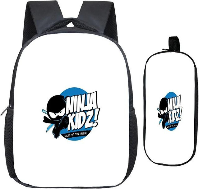 2er-Set Ninja Kidz Schulrucksack und Federmäppchen von Fancy Style Studio in Weiß - Bild 1