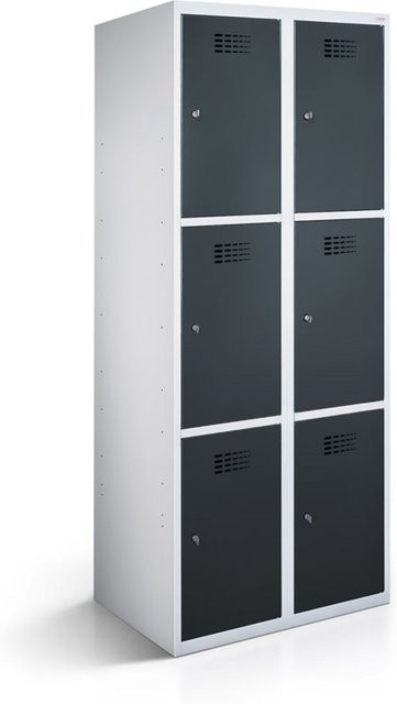 rotstahl Fächerschrank mit 6 Fächern in Anthrazit und lichtgrauem Korpus, B/T/H: 80 x 50 x 180 cm - Bild 1
