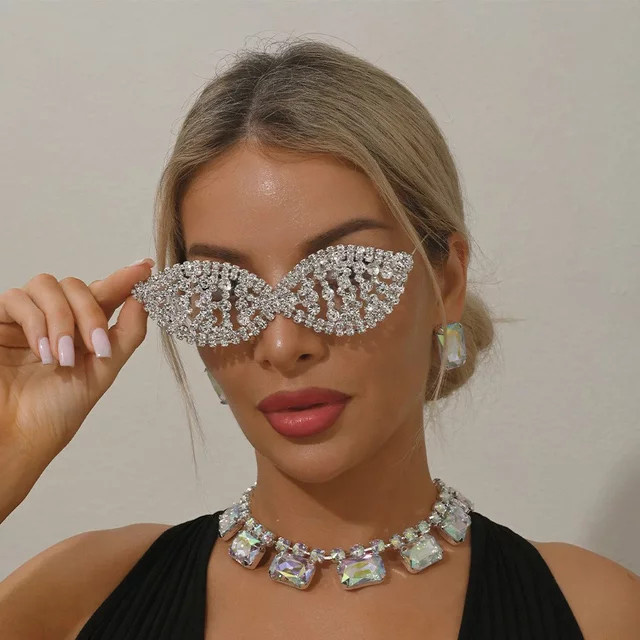 Stonefans Brillengestell, Silber, Strass, Kristall, Unisex - Bild 1