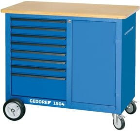 Gedore Rollwerkbank mit 8 Schubladen in Blau aus Stahl und Holz, B/T/H: 110,0 x 700,0 x 98,5 cm - Bild 1