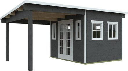 Skan Holz Gartenhaus Dilbeek Blockbohlenhaus aus Fichtenholz mit Pultdach in Schiefergrau B: 513 cm, H: 380 cm, T: 320 cm - Bild 3